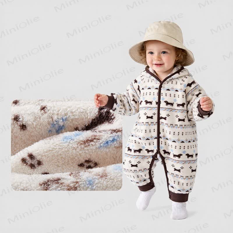 Baby Dachshund Print Hooded Romper - image 2