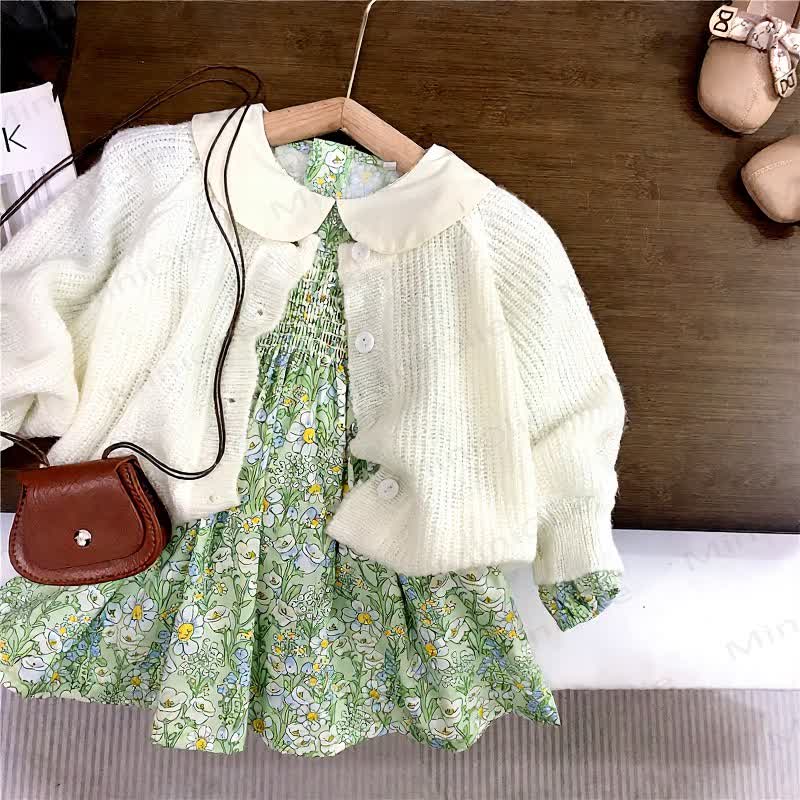 Toddler Flower Dress or White Sweater - image 1
