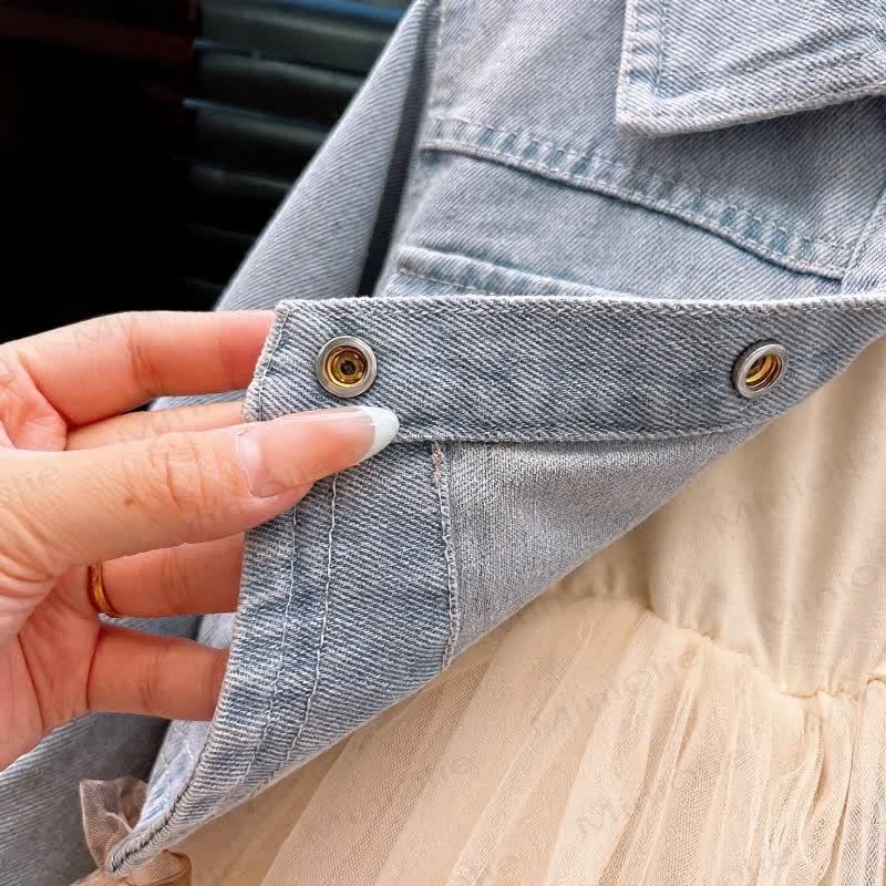 Toddler Girl Denim Jacket Tulle Dress Set - image 7
