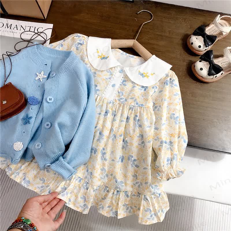 Toddler Yellow Floral Dress or Starfish Cardigan - image 5