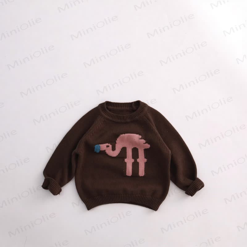 Toddler Animal Crewneck Sweater - Brown - 6-7T - image 3