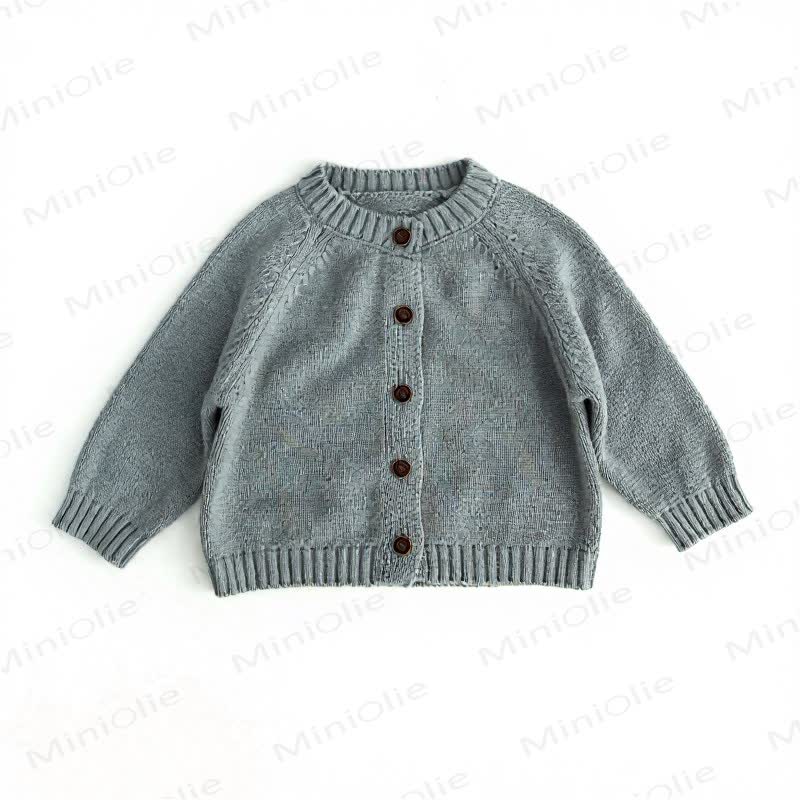 Baby Toddler Wooden Button Cardigan Outerwear - Blue - 6-7T - image 6
