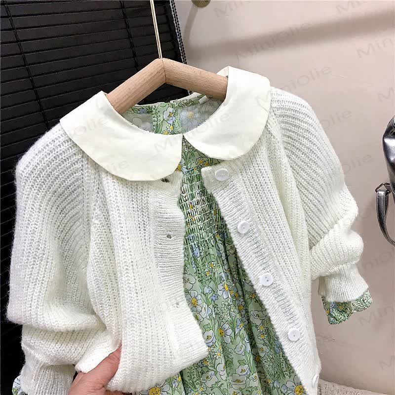 Toddler Flower Dress or White Sweater - image 7