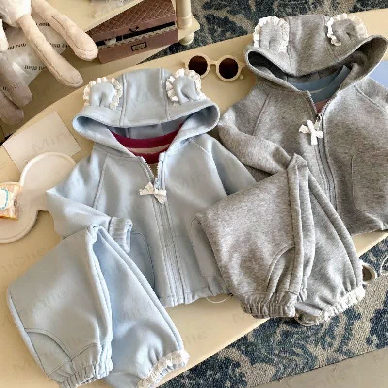 Baby Toddler Girl Bow Animal Ear Hooded Set - image 1