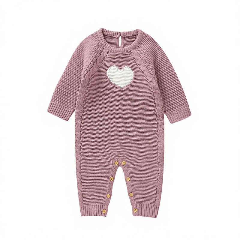Baby Heart Knit Long Sleeve Romper - image 5
