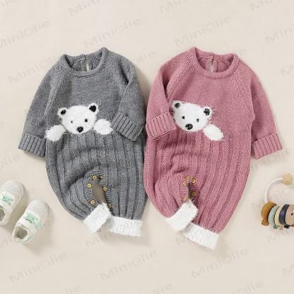 Baby Plush Bear Knit Romper - image 1
