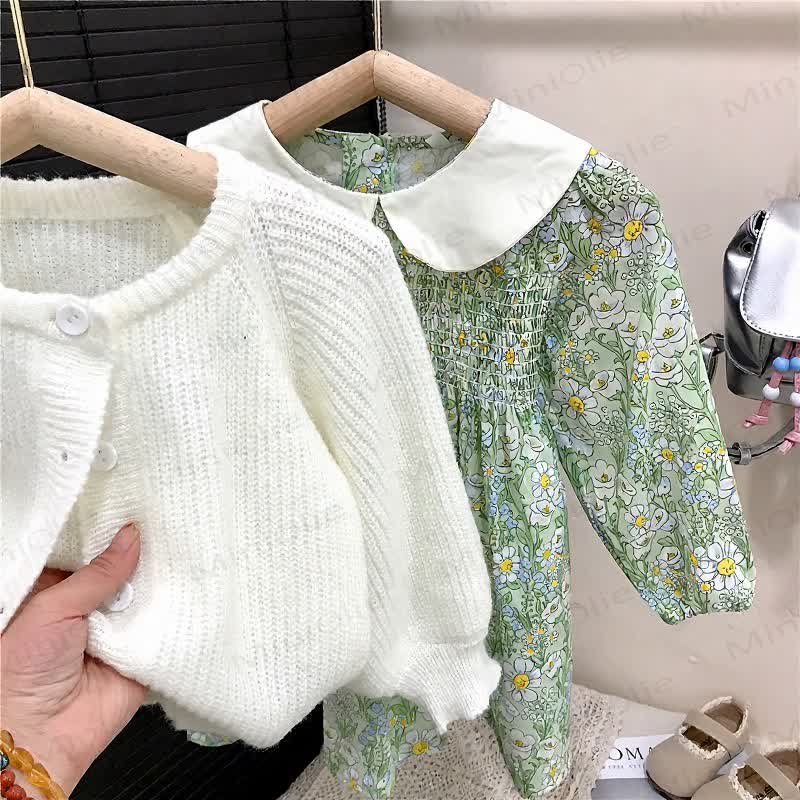 Toddler Flower Dress or White Sweater - image 2