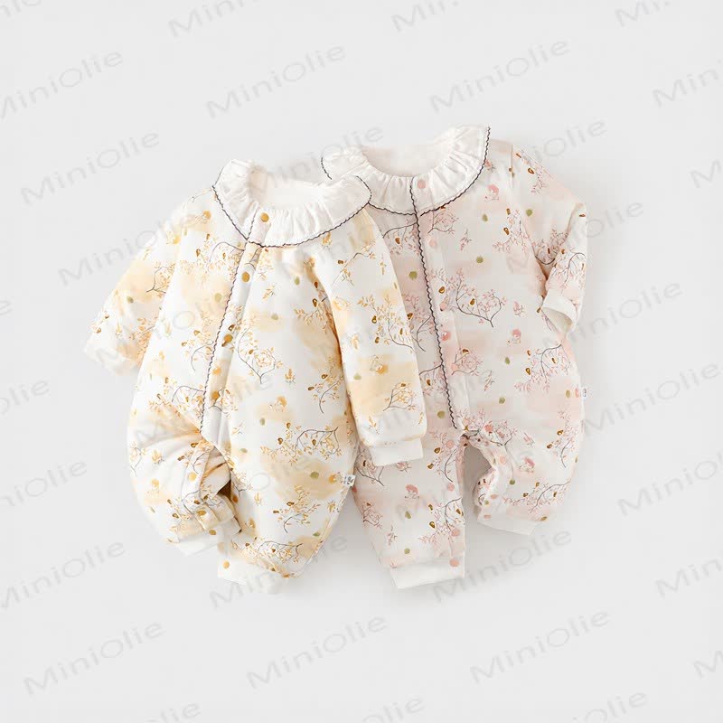 Baby Floral Quilted Collar Cotton Romper - image 1