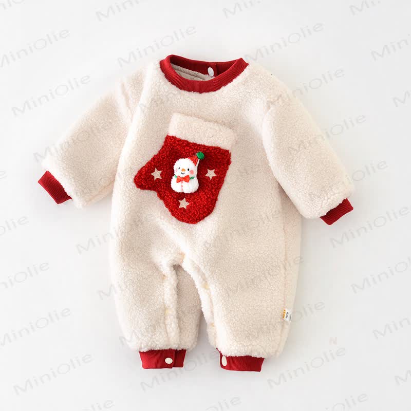 Baby Christmas Stocking Sherpa Romper - image 2