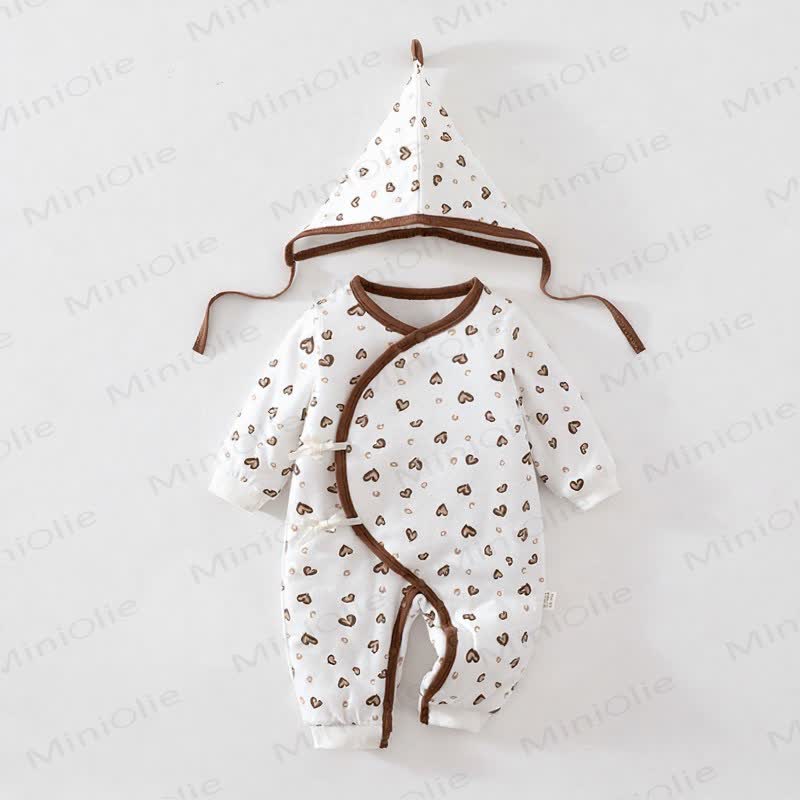 Baby Newborn Quilted Romper and Hat Set - Brown - 12-18M - image 4