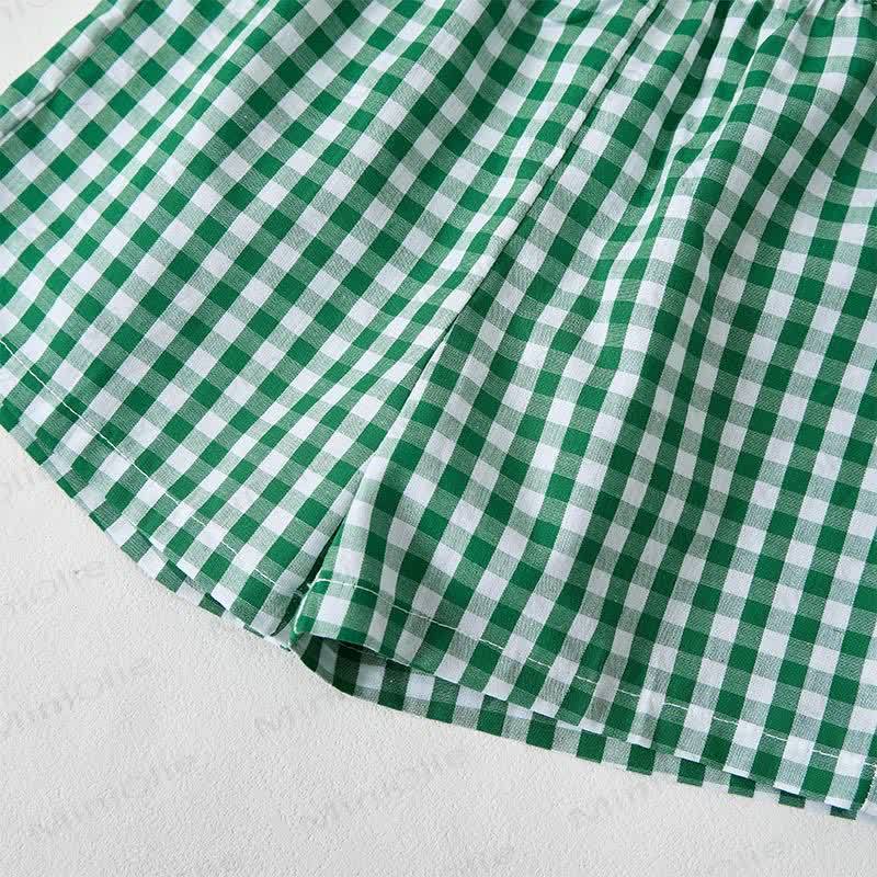 BEST MIX MOM & DAD Baby Tee and Green Plaid Shorts 2-Piece Set - image 6