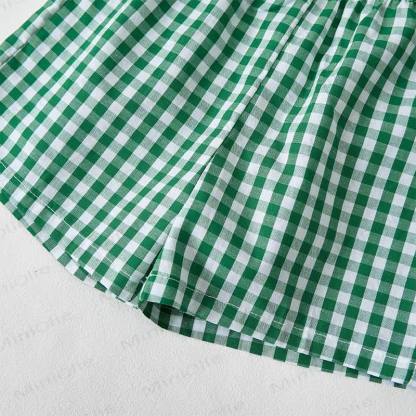 BEST MIX MOM & DAD Baby Tee and Green Plaid Shorts 2-Piece Set - image 6