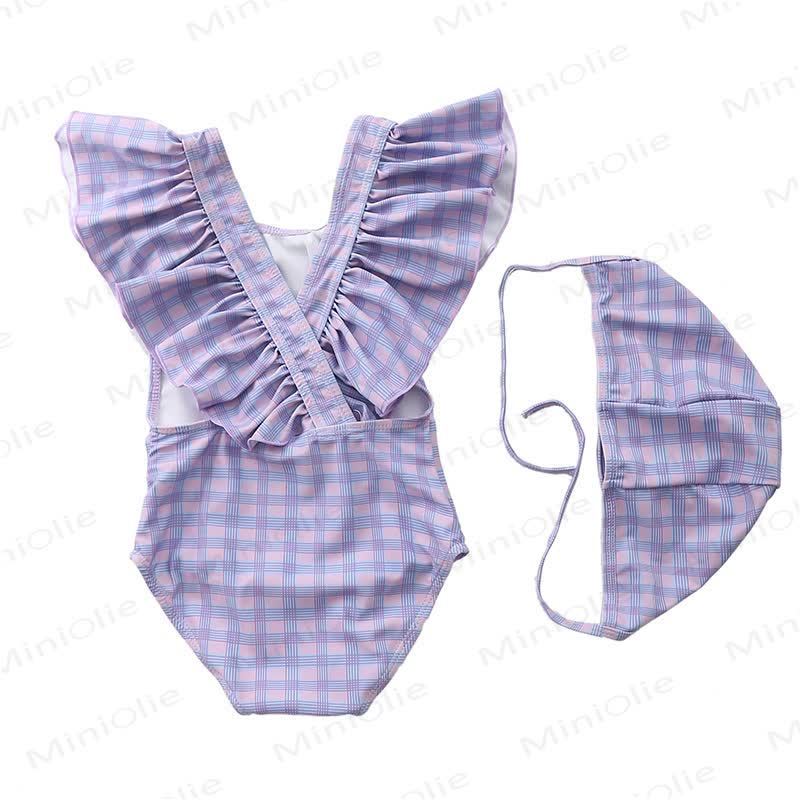 Toddler Girls Striped Plaid Fruit Print Polka Dot Swimwear - Purple - 4-5T - image 10