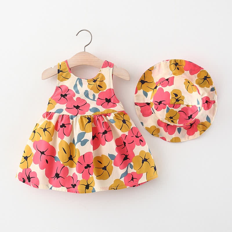Baby Bowknot Florals Dress with Hat - image 3