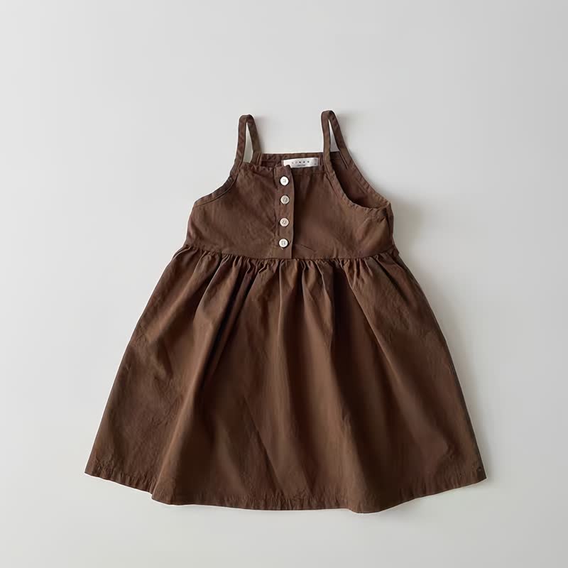 Toddler Baby Girl Solid Color Camisole Dress - Brown - 4-5T - image 3