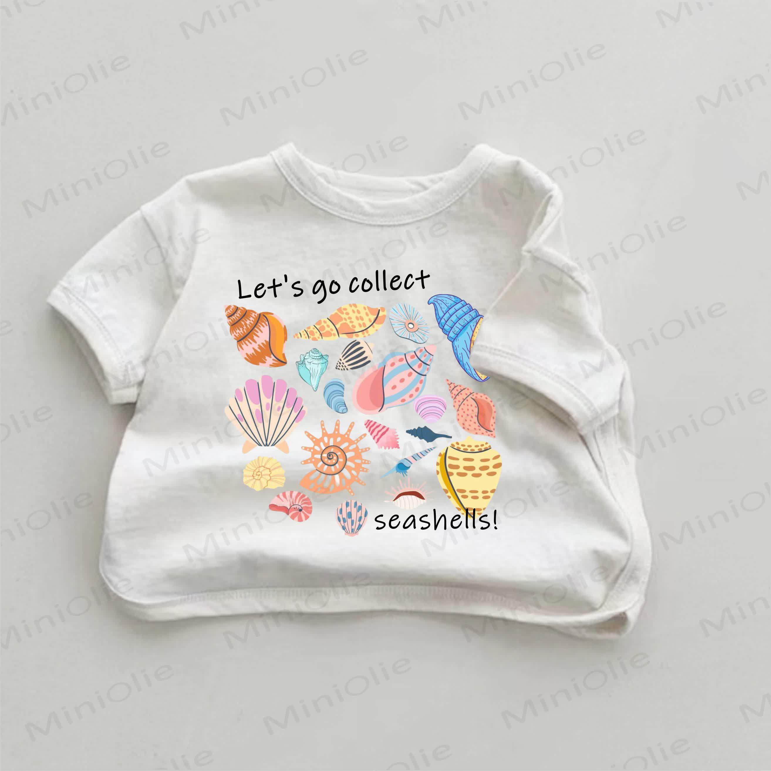 LET'S GO COLLECT SEASHELLS Baby White Seashells Print T-shirt - White - 18-24M - image 1