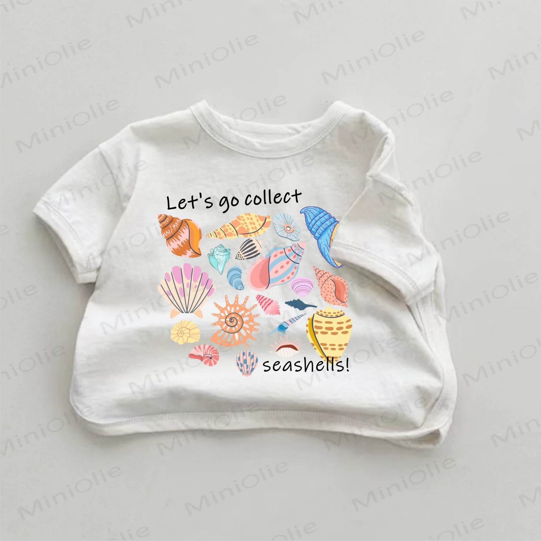 LET'S GO COLLECT SEASHELLS Baby White Seashells Print T-shirt - White - 18-24M - image 1