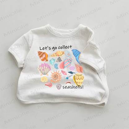 LET'S GO COLLECT SEASHELLS Baby White Seashells Print T-shirt - White - 18-24M - image 1