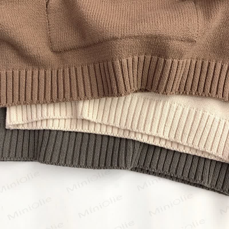 Toddler Solid Color Hooded Knitted PocketSweater - image 7