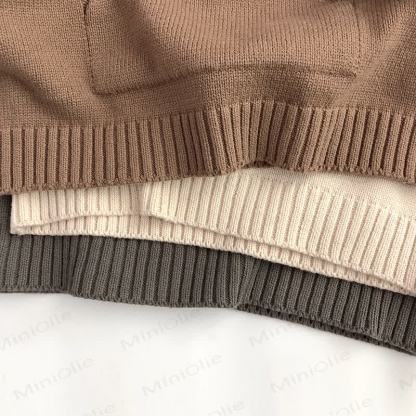 Toddler Solid Color Hooded Knitted PocketSweater - image 7