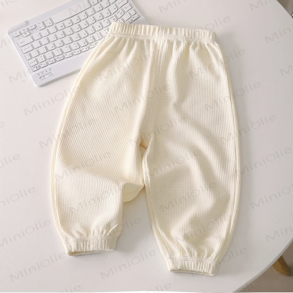 Baby Toddler Waffle Solid Color Pants - Beige - 6-7T - image 11