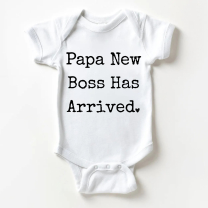 PAPA NEW BOSS HAS ARRIVED Baby Slogan White Bodysuit - White - 18-24M - image 1