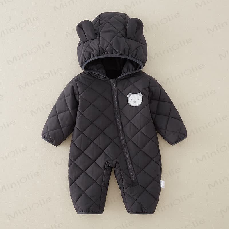 Baby Bear Hooded Cotton Padded Romper - Grey - 2-3T - image 12
