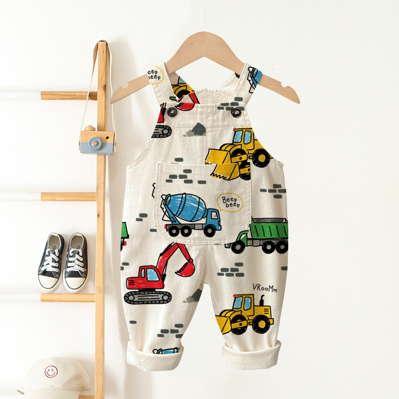 Baby Toddler Excavator Beige Pocket Overalls - Beige - 3-5T - image 1