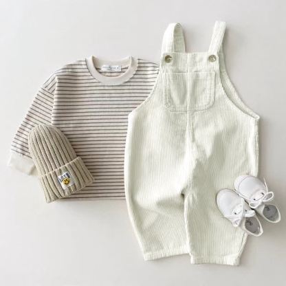 Baby Flower Corduroy Denim Pocket Overalls - image 6