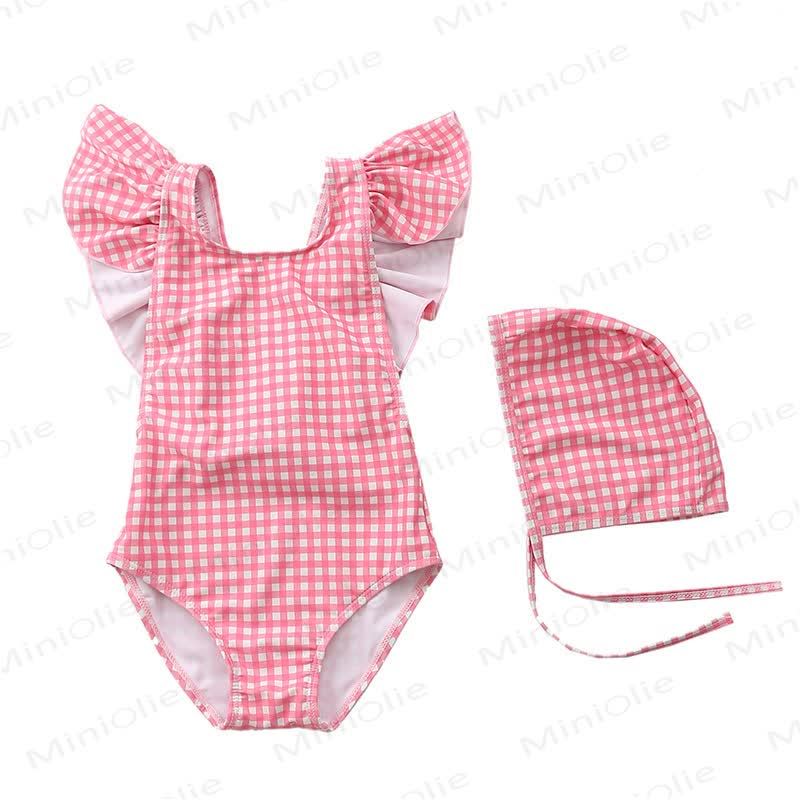 Toddler Girls Striped Plaid Fruit Print Polka Dot Swimwear - Pink - 4-5T - image 5