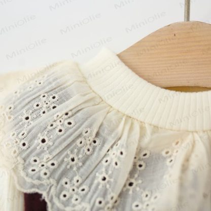 Baby Girl Bow Dot Lace Fleece Lined Dress - image 4