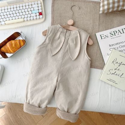 Baby Toddler Bunny Fleece Lined Overalls - Beige - 5-7T - image 6