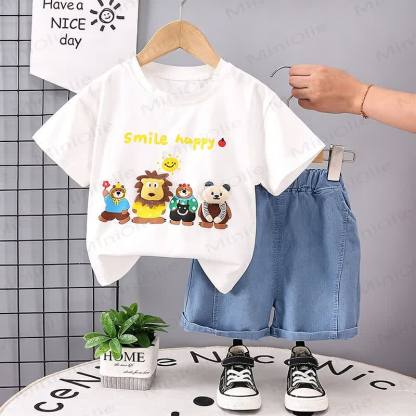 Toddler Boys Excavator Print Tee and Shorts 2-Piece Set - White - 4-5T - image 4