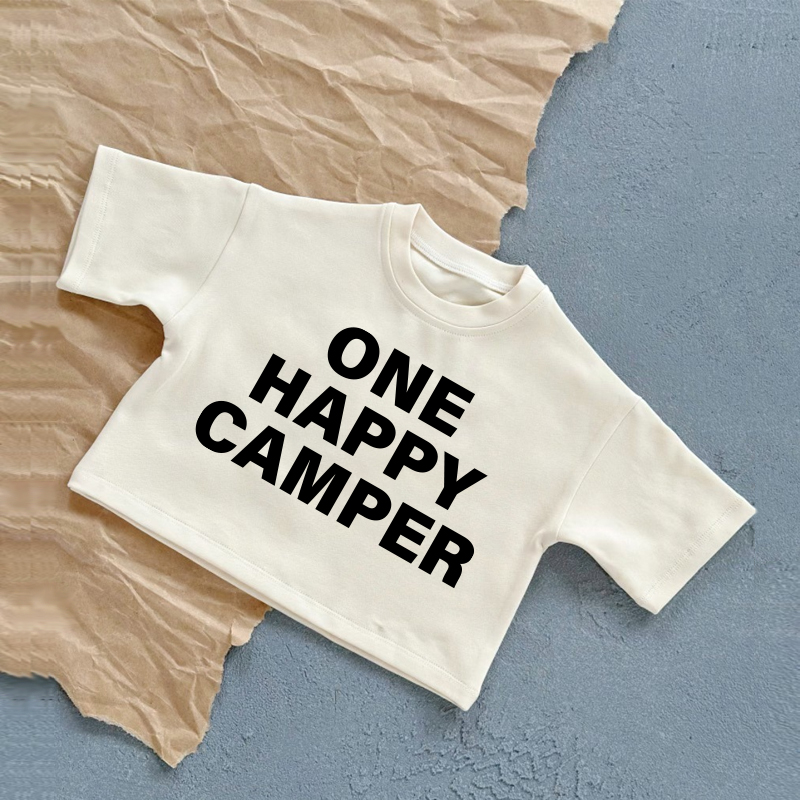 ONE HAPPY CAMPER Baby Summer Casual T-Shirt - White - 2-3T - image 1