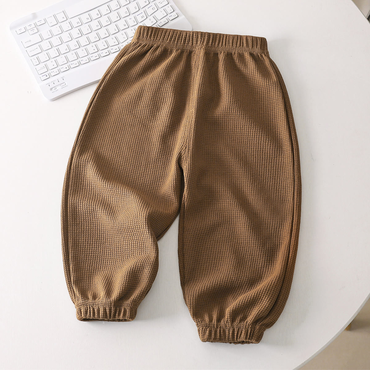 Baby Toddler Waffle Solid Color Pants - Brown - 8Y - image 3