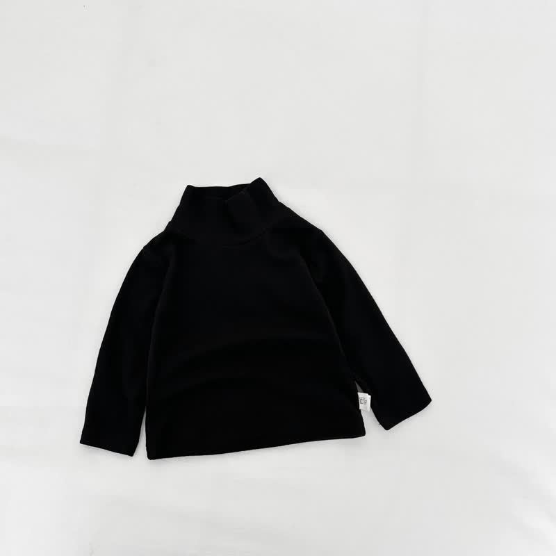  Baby Turtleneck Comfortable Solid Color T-shirt - Black - 3-5T - image 10