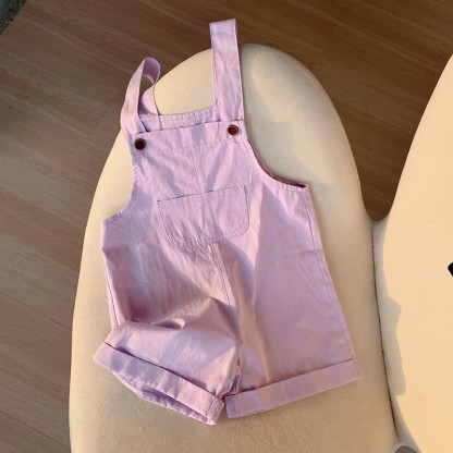 Toddler Solid Color Youthful Overalls - Purple - 10Y - image 25