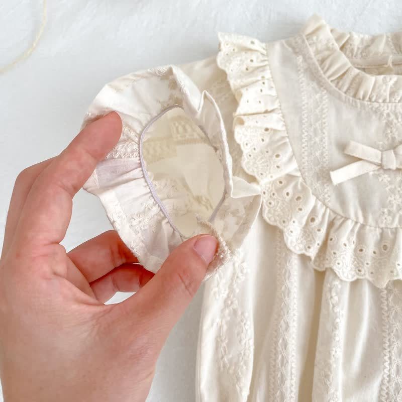 Baby Lace Bow Beige Bodysuit - image 6