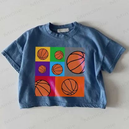 Baby Basketball Pattern Blue T-shirt - Blue - 18-24M - image 1
