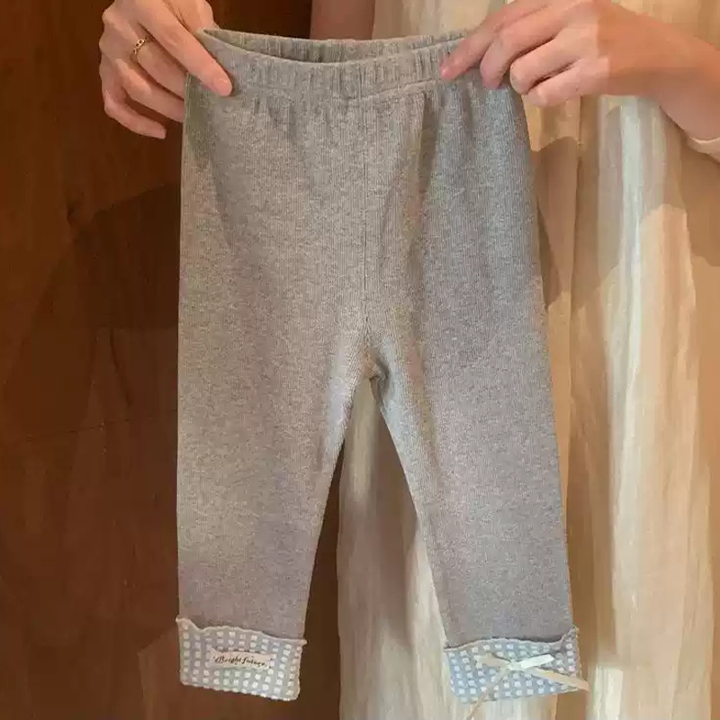 Toddler Girl Bear Bow Peter Pan Collar Top and Legging 2-piece Set - Gray - 6-7T - image 3