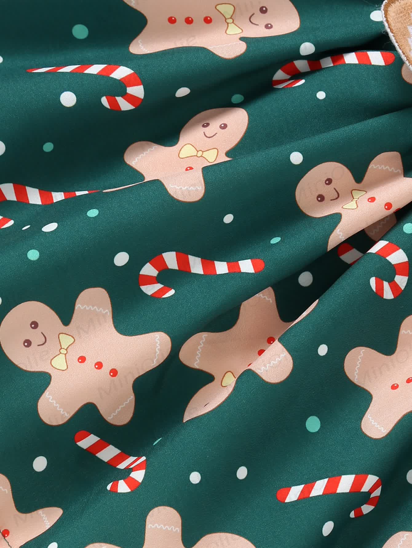 Baby Girl Gingerbread Man Green Dress With A Headband - image 9