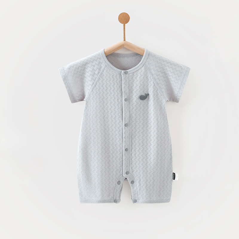 Baby Solid Color Front Snaps Romper - Blue - 18-24M - image 3