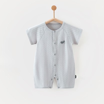 Baby Solid Color Front Snaps Romper - Blue - 18-24M - image 3