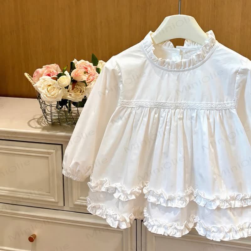 Toddler Girl White Ruffle Collar Shirt - image 3