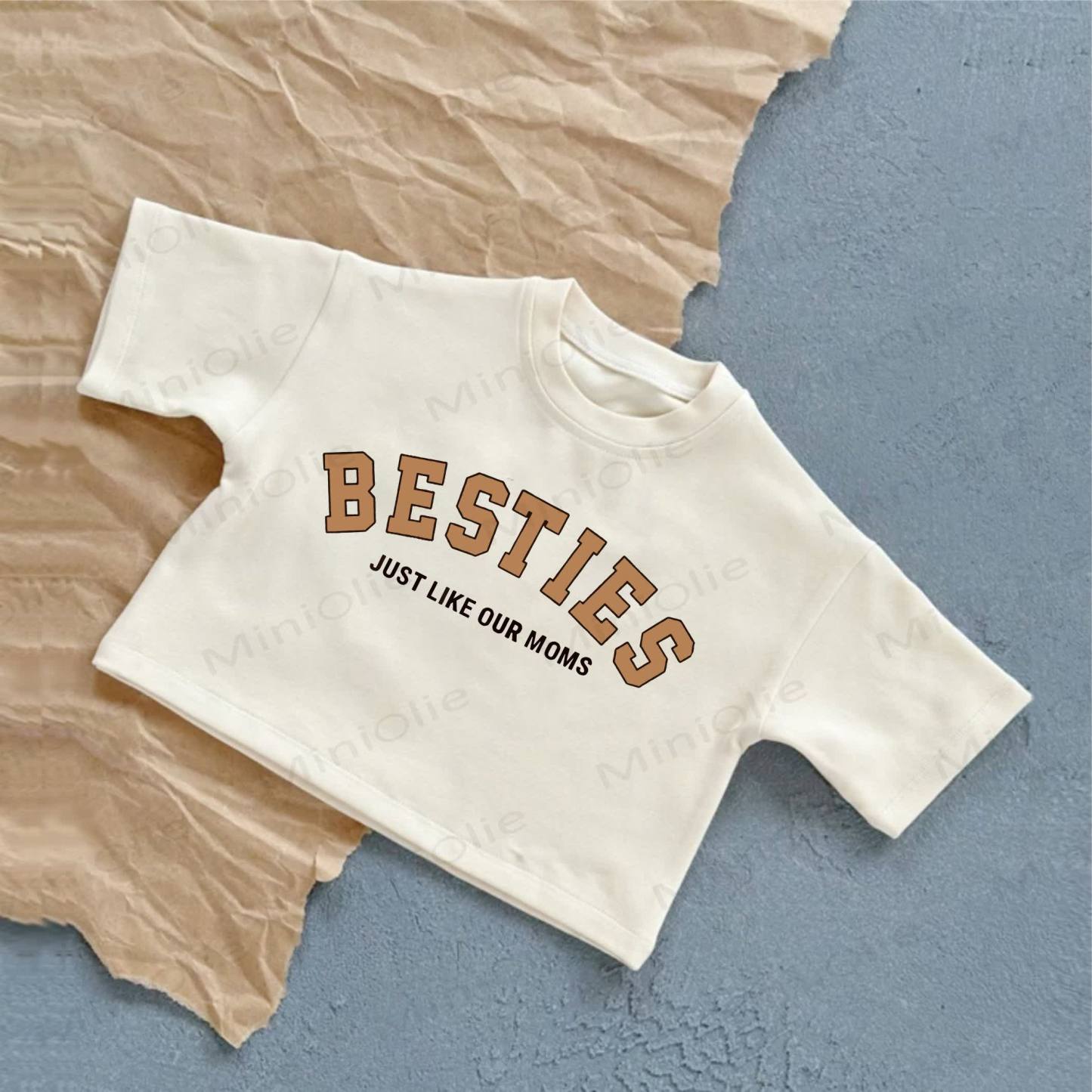 BESTIES JUST LIKE OUR MOMS Baby Slogan White Casual T-Shirt - White - 2-3T - image 1