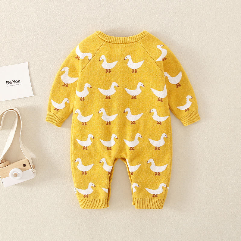  Baby Knitted Goose Yellow Romper - image 4