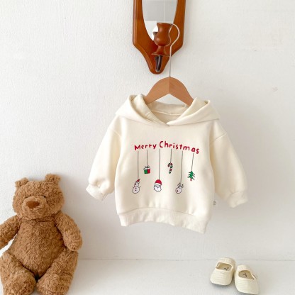 MERRY CHRISTMAS Baby Snowman Elk Santa Claus Hoodie - Beige - 2-3T - image 6