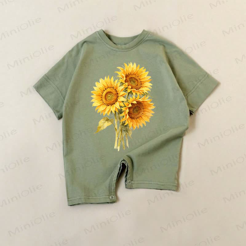 Baby Three Sunflowers Green Romper - Green - 18-24M - image 1