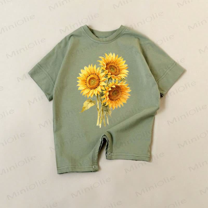 Baby Three Sunflowers Green Romper - Green - 18-24M - image 1