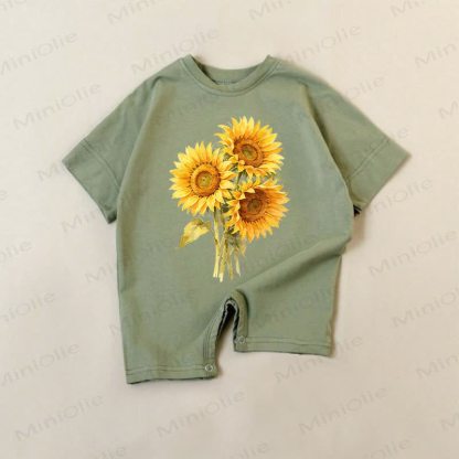 Baby Three Sunflowers Green Romper - Green - 18-24M - image 1
